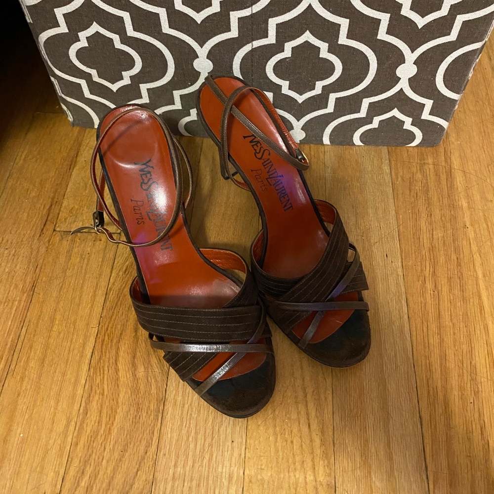 Yves Saint Laurent brown sandal heels in size 37.5